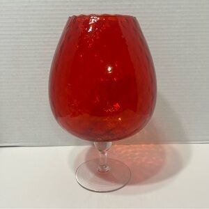 EMPOLI mid-century modern Italian ruby red optic glass brandy snifter vase
